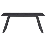 Juego de mesa de comedor Smith de 7 piezas con superficie de cerámica rectangular, color negro