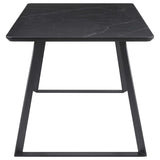 Juego de mesa de comedor Smith de 7 piezas con superficie de cerámica rectangular, color negro