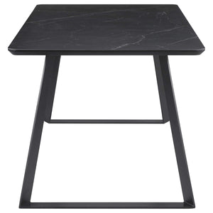 Juego de mesa de comedor Smith de 7 piezas con superficie de cerámica rectangular, color negro