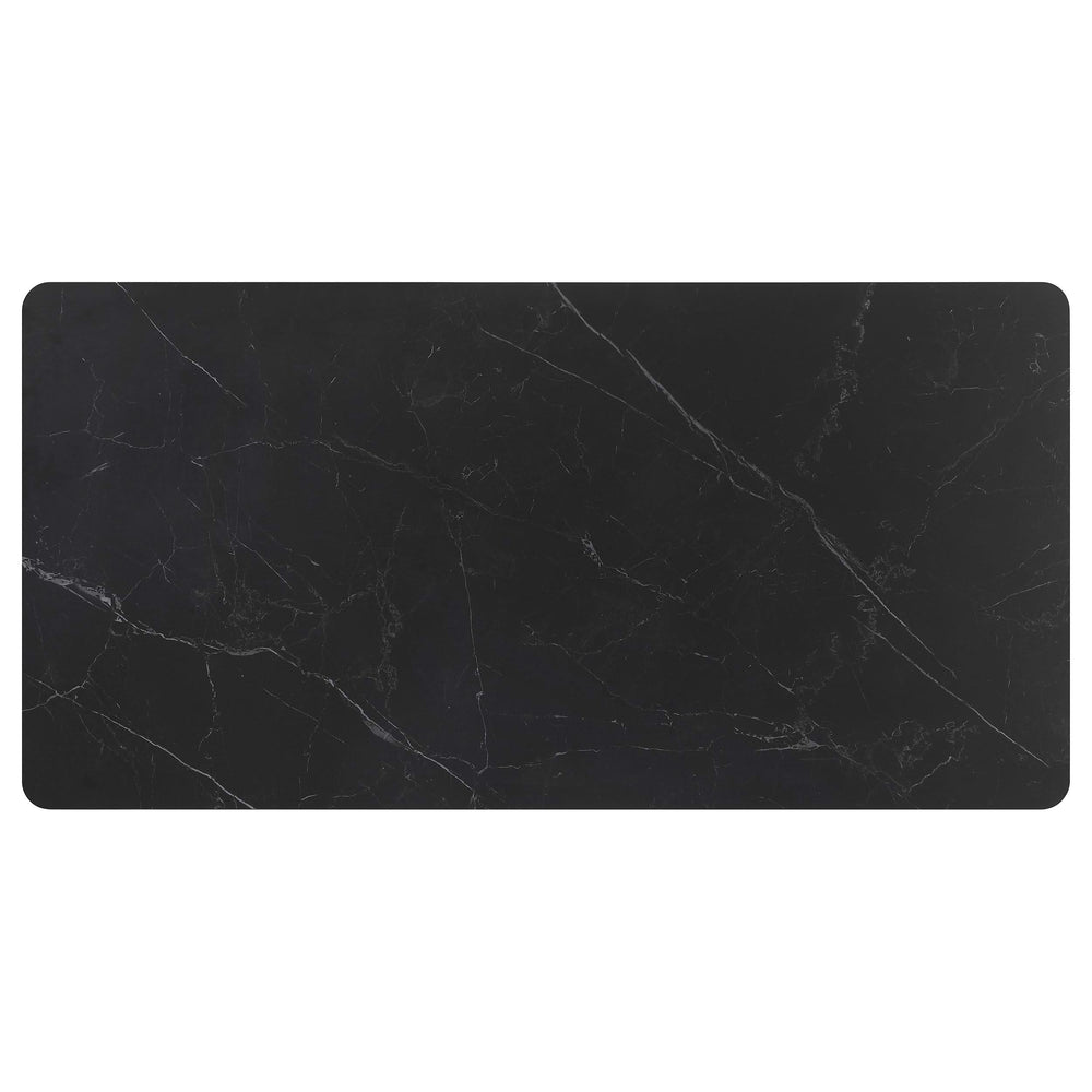 Juego de mesa de comedor Smith de 7 piezas con superficie de cerámica rectangular, color negro