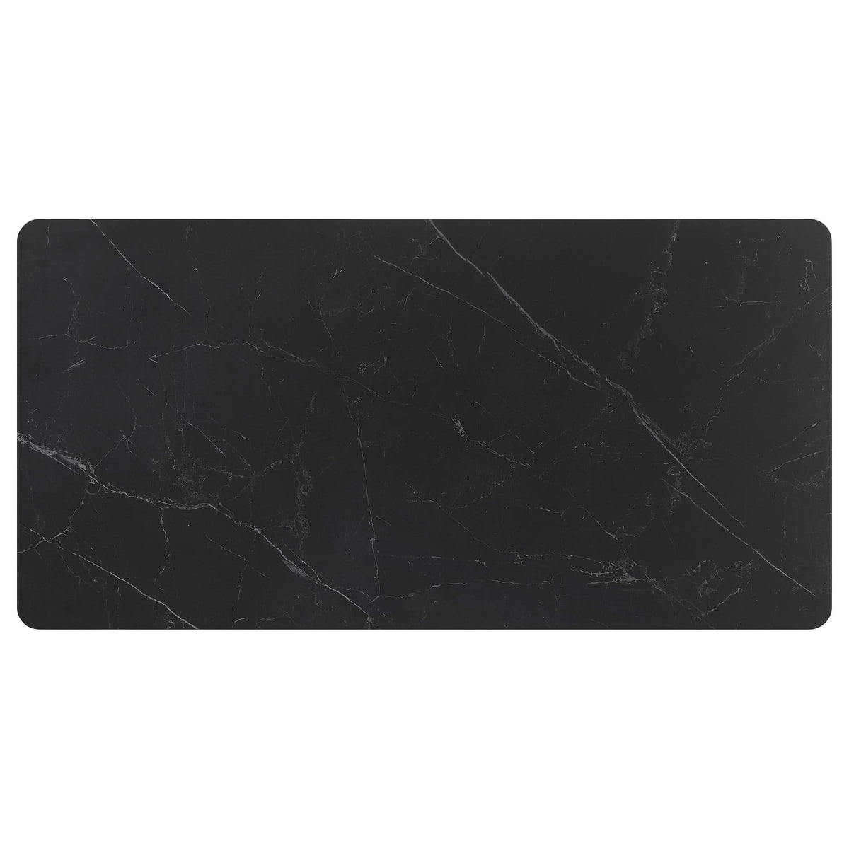 Juego de mesa de comedor Smith de 7 piezas con superficie de cerámica rectangular, color negro