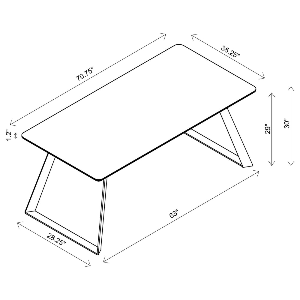 Juego de mesa de comedor Smith de 7 piezas con superficie de cerámica rectangular, color negro