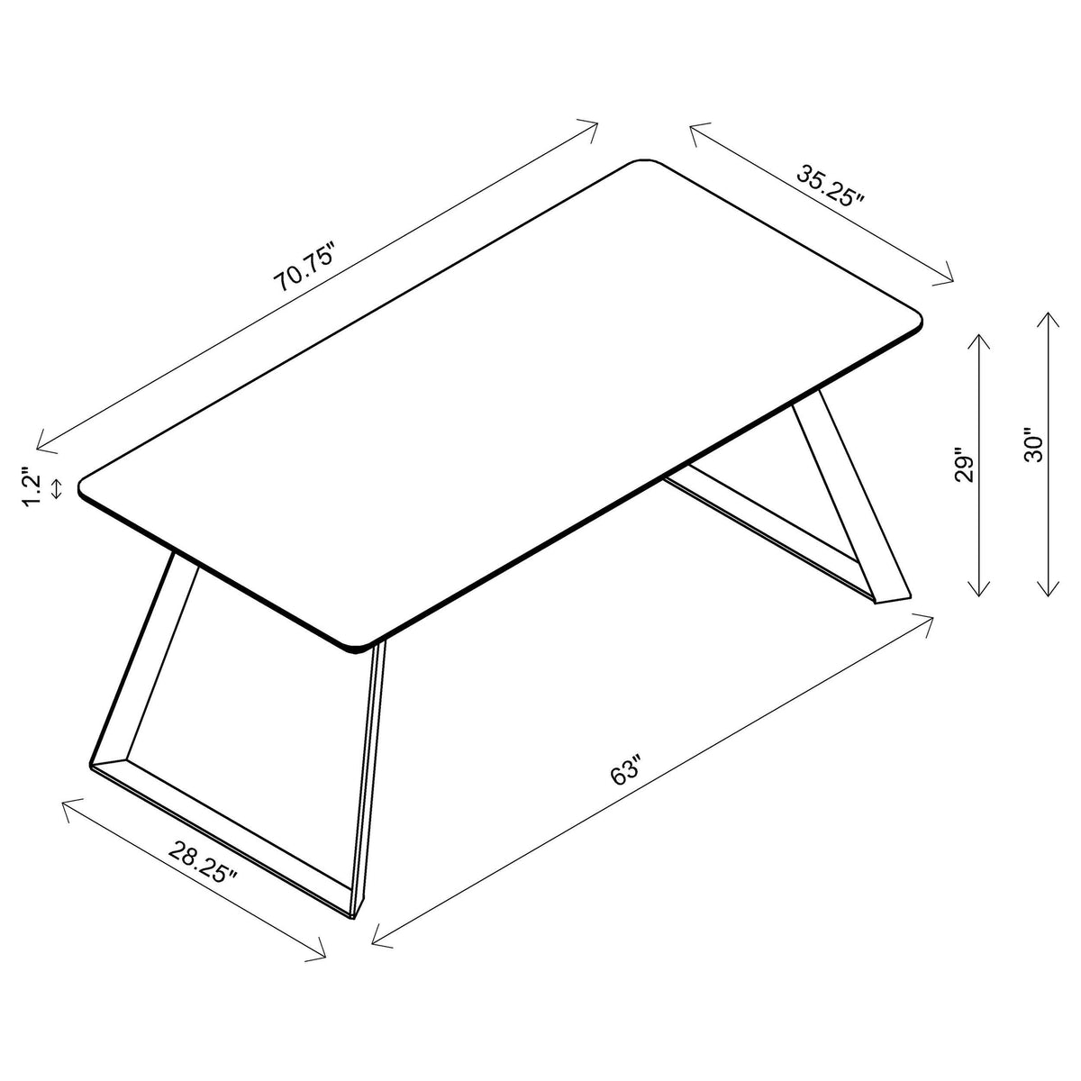 Juego de mesa de comedor Smith de 7 piezas con superficie de cerámica rectangular, color negro
