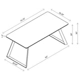 Juego de mesa de comedor Smith de 7 piezas con superficie de cerámica rectangular, color negro
