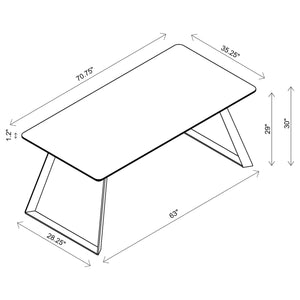 Juego de mesa de comedor Smith de 7 piezas con superficie de cerámica rectangular, color negro