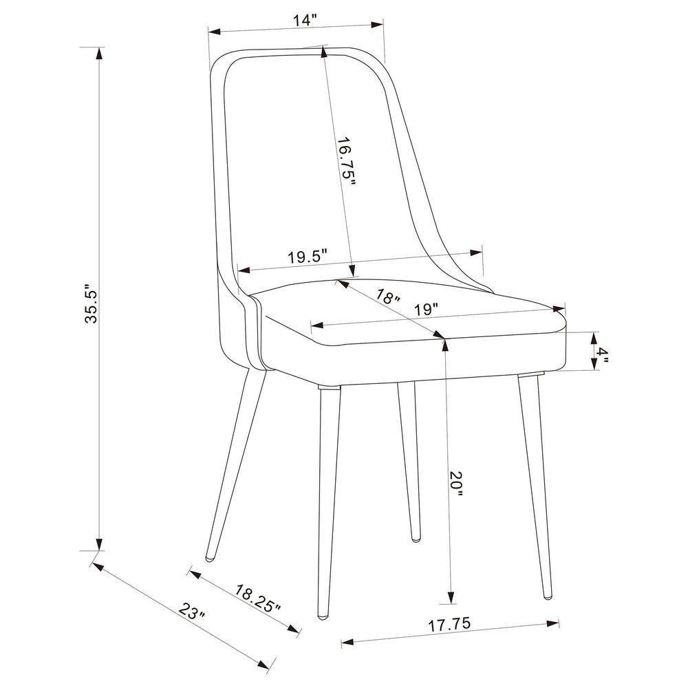 Juego de mesa de comedor Smith de 7 piezas con superficie de cerámica rectangular, color negro