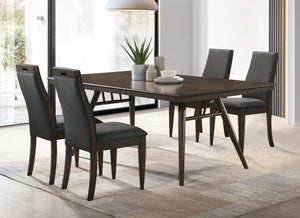 Juego de mesa de comedor rectangular Wes de 5 piezas en nogal oscuro