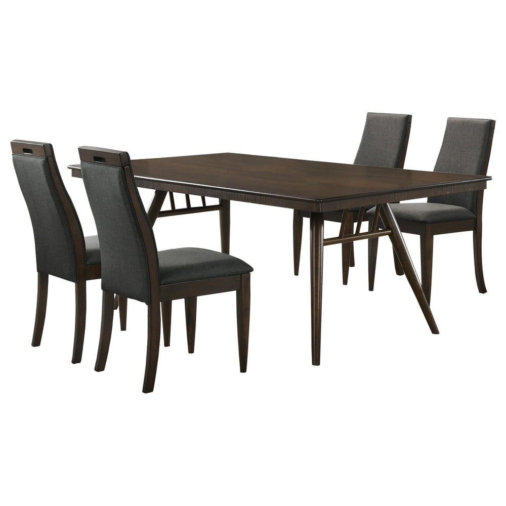 Juego de mesa de comedor rectangular Wes de 5 piezas en nogal oscuro
