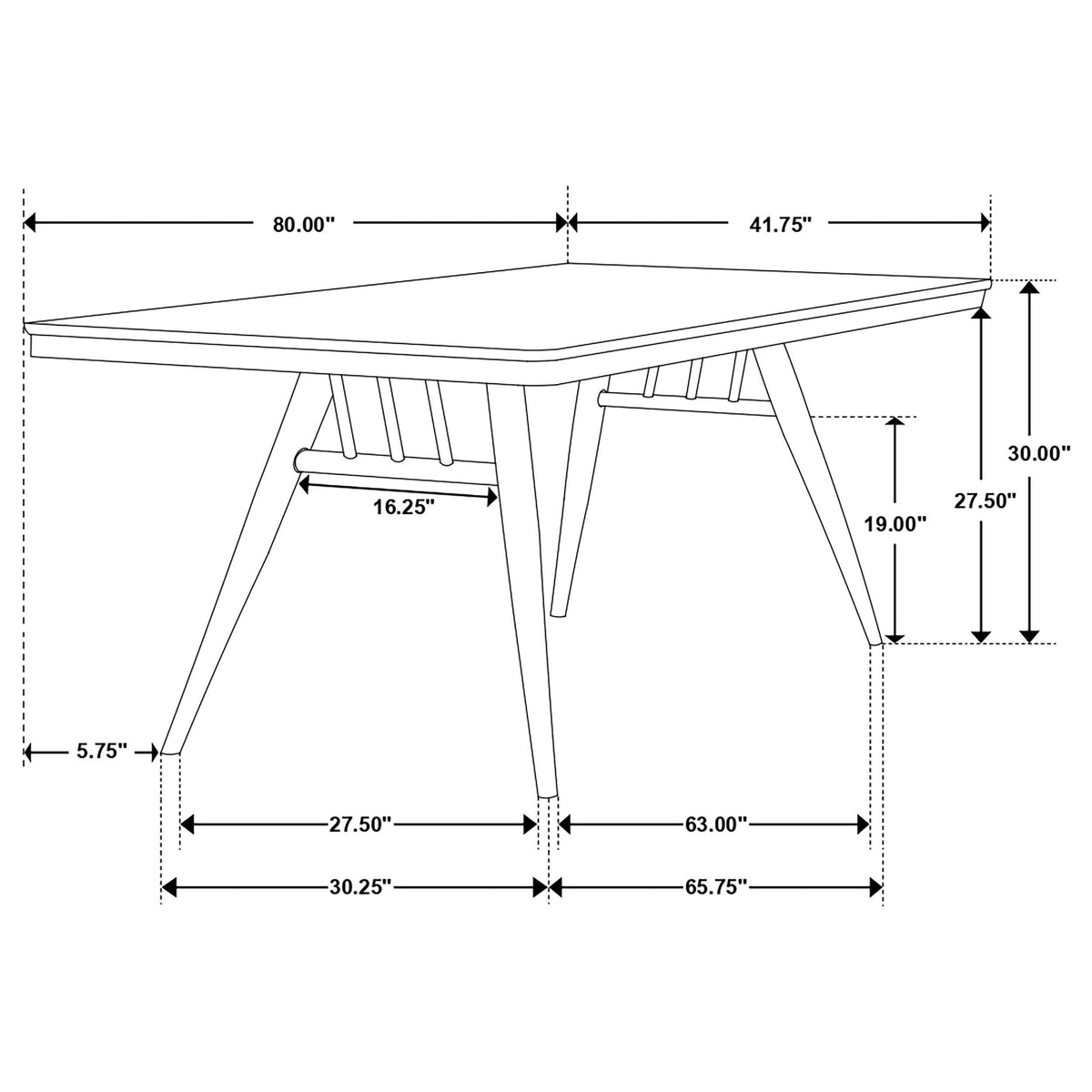 Juego de mesa de comedor rectangular Wes de 5 piezas en nogal oscuro