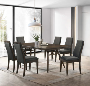 Juego de mesa de comedor rectangular Wes de 7 piezas en nogal oscuro