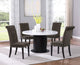 Juego de mesa de comedor redonda de 5 piezas con tablero de mármol Sherry, color marrón