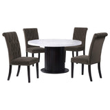 Juego de mesa de comedor redonda de 5 piezas con tablero de mármol Sherry, color marrón