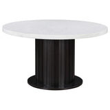 Juego de mesa de comedor redonda de 5 piezas con tablero de mármol Sherry, color marrón