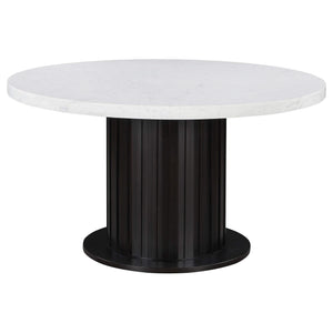 Juego de mesa de comedor redonda de 5 piezas con tablero de mármol Sherry, color marrón