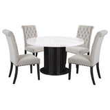 Juego de mesa de comedor redonda de 5 piezas con tapa de mármol color arena Sherry