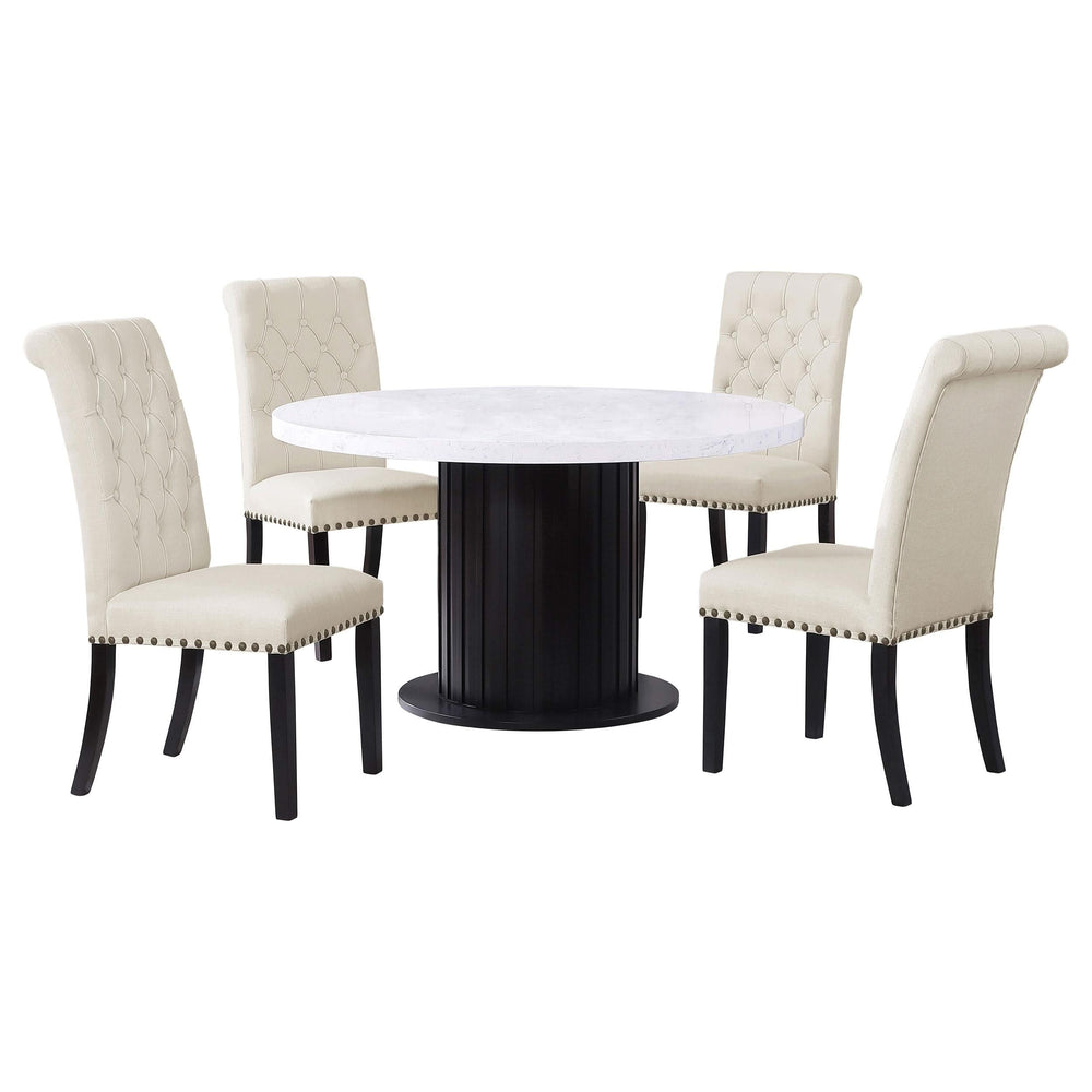 Juego de mesa de comedor Sherry de 5 piezas con tablero de mármol redondo en beige