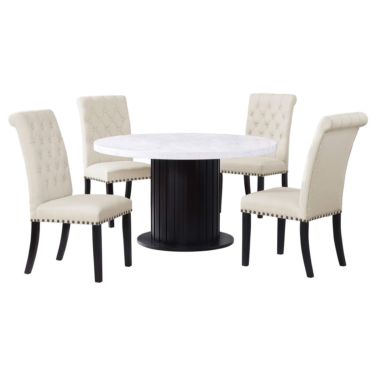Juego de mesa de comedor Sherry de 5 piezas con tablero de mármol redondo en beige