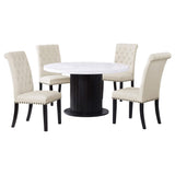 Juego de mesa de comedor Sherry de 5 piezas con tablero de mármol redondo en beige