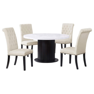 Juego de mesa de comedor Sherry de 5 piezas con tablero de mármol redondo en beige