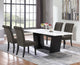 Juego de mesa de comedor rectangular de 5 piezas con tapa de mármol, color marrón, Sherry