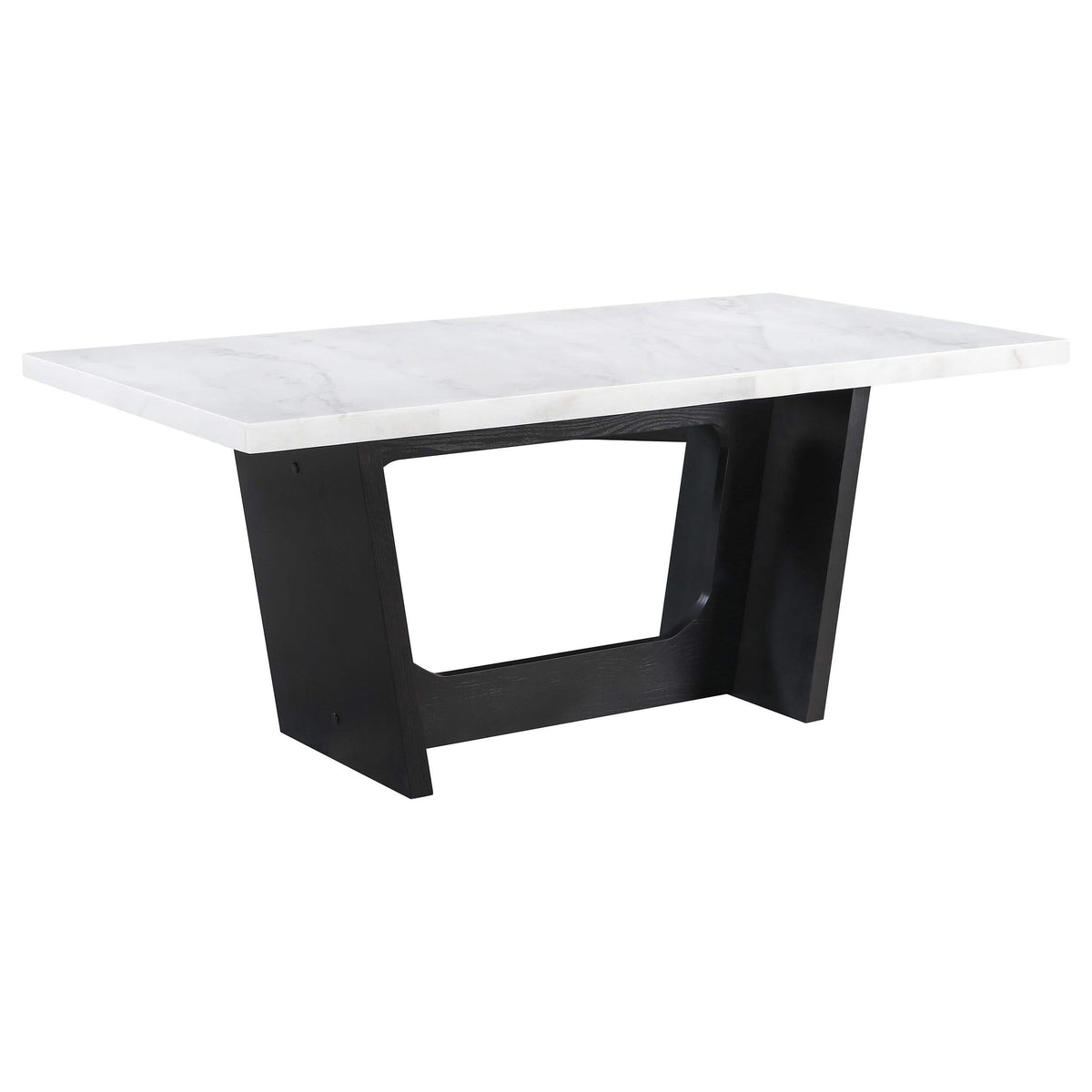 Juego de mesa de comedor rectangular de 5 piezas con tapa de mármol, color marrón, Sherry