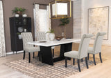 Juego de mesa de comedor rectangular de 5 piezas con tapa de mármol color arena Sherry