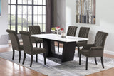 Juego de mesa de comedor rectangular de 7 piezas con tablero de mármol Sherry, color marrón