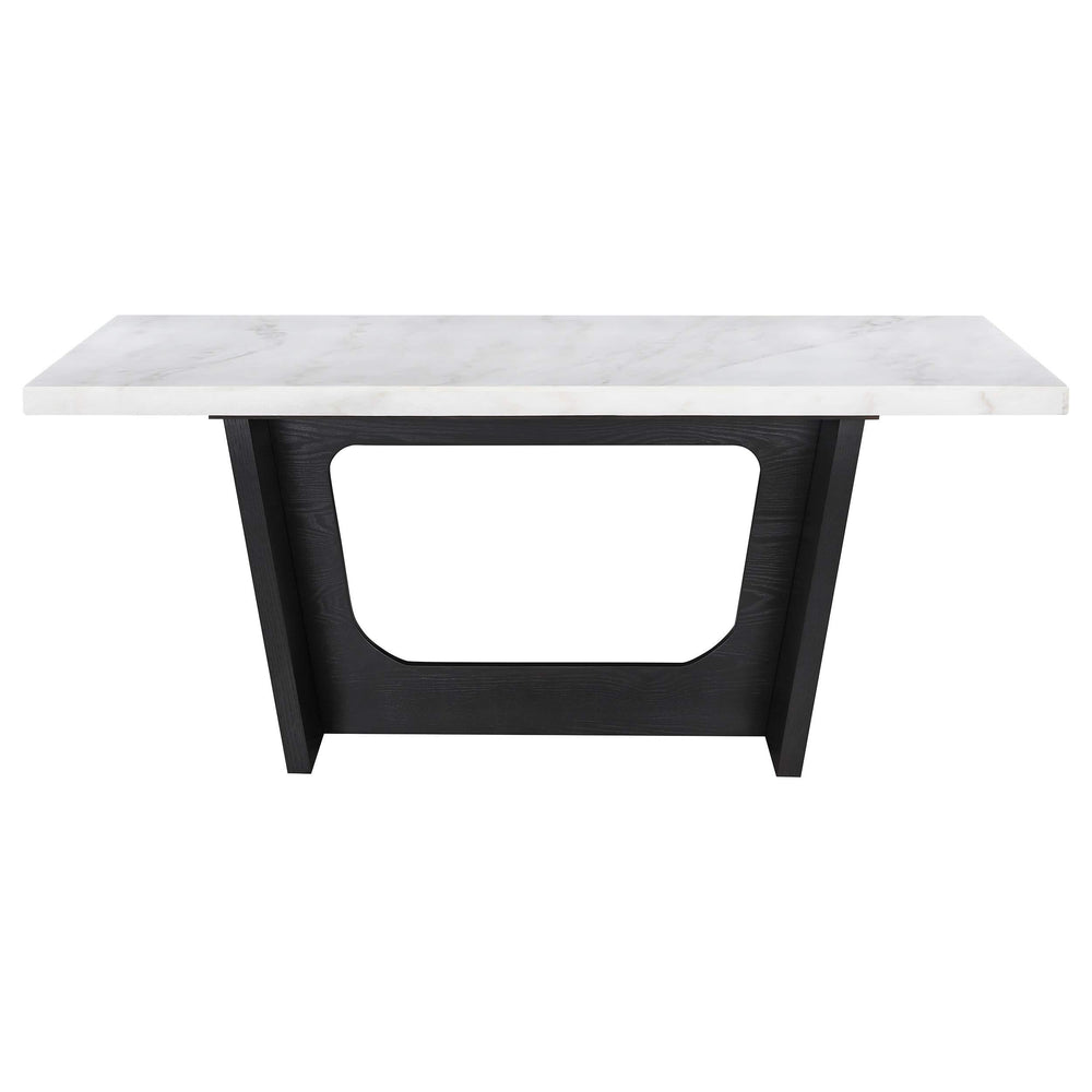 Juego de mesa de comedor rectangular de 7 piezas con tablero de mármol Sherry, color marrón