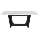 Juego de mesa de comedor rectangular de 7 piezas con tablero de mármol Sherry, color marrón
