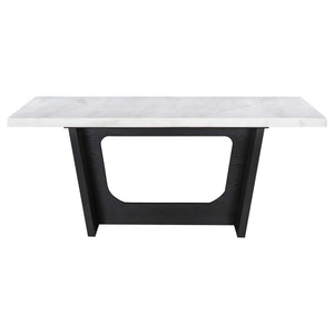 Juego de mesa de comedor rectangular de 7 piezas con tablero de mármol Sherry, color marrón