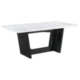 Juego de mesa de comedor rectangular Sherry de 7 piezas con tablero de mármol gris