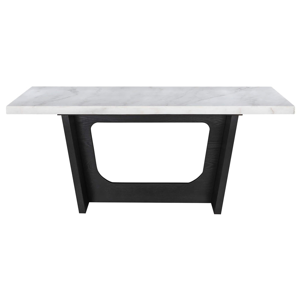 Juego de mesa de comedor rectangular Sherry de 7 piezas con tablero de mármol gris