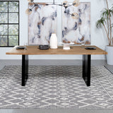 Mesa de comedor Bradshaw de 80 pulgadas con borde natural de madera de acacia natural