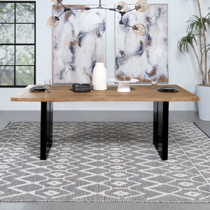 Mesa de comedor Bradshaw de 80 pulgadas con borde natural de madera de acacia natural
