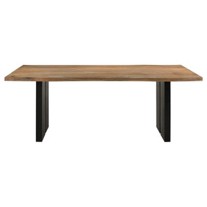 Mesa de comedor Bradshaw de 80 pulgadas con borde natural de madera de acacia natural