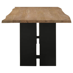 Mesa de comedor Bradshaw de 80 pulgadas con borde natural de madera de acacia natural