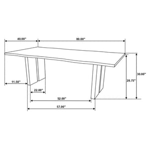 Mesa de comedor Bradshaw de 80 pulgadas con borde natural de madera de acacia natural