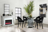 Mesa de comedor Ellie de 52 pulgadas con cubierta de vidrio y altura de mostrador, color plateado