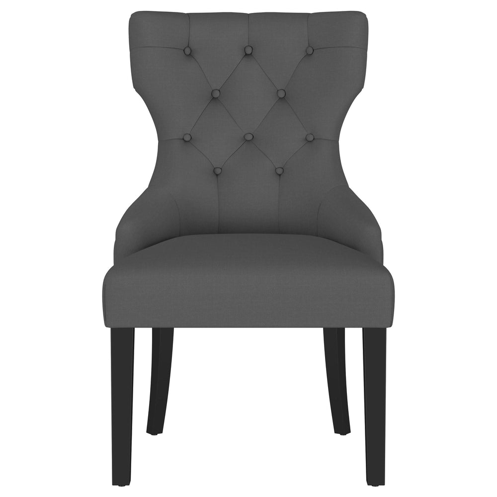 Silla de comedor Baney tapizada en tela gris y negra