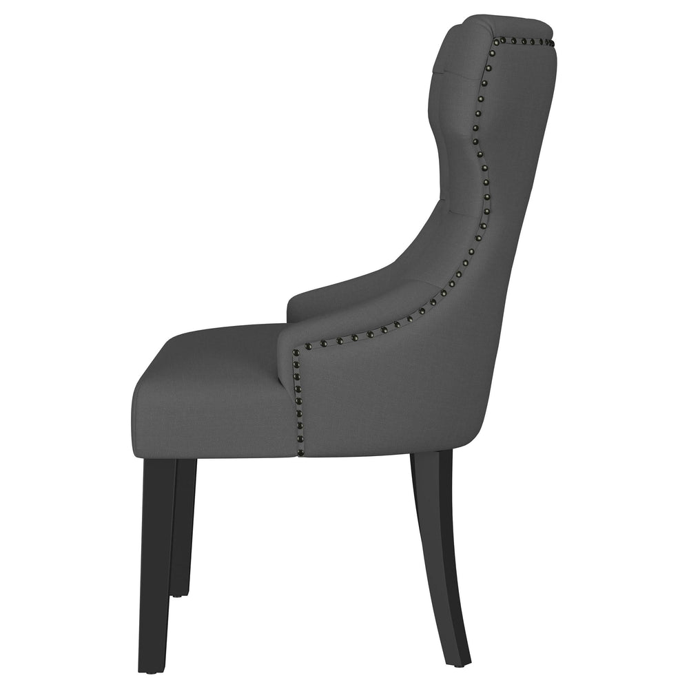 Silla de comedor Baney tapizada en tela gris y negra