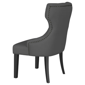 Silla de comedor Baney tapizada en tela gris y negra