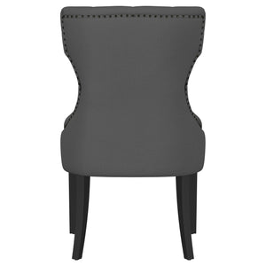 Silla de comedor Baney tapizada en tela gris y negra