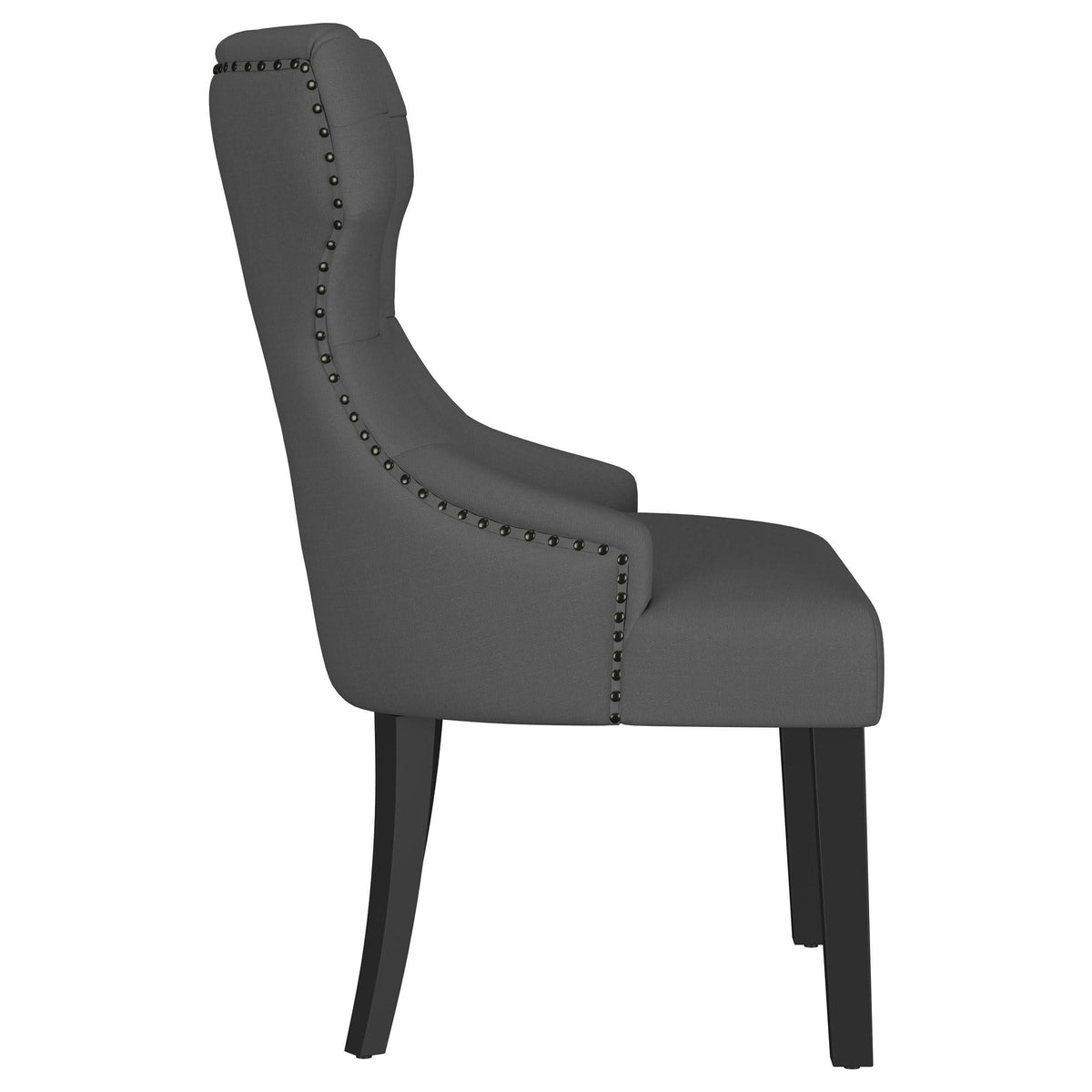 Silla de comedor Baney tapizada en tela gris y negra