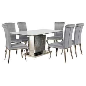 Juego de mesa de comedor rectangular con espejo Marilyn de 5 piezas, gris