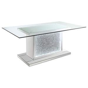 Juego de mesa de comedor rectangular con espejo Marilyn de 5 piezas, gris