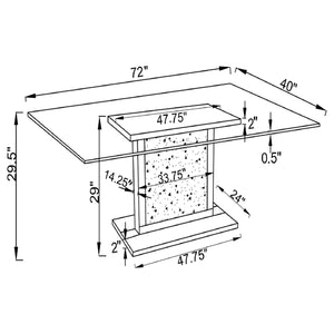 Juego de mesa de comedor rectangular con espejo Marilyn de 5 piezas, gris