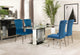 Juego de mesa de comedor rectangular con espejo Marilyn de 5 piezas, color azul