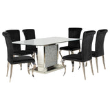Juego de mesa de comedor rectangular con espejo Marilyn de 5 piezas, color negro