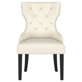Silla de comedor Baney tapizada en tela beige y negra