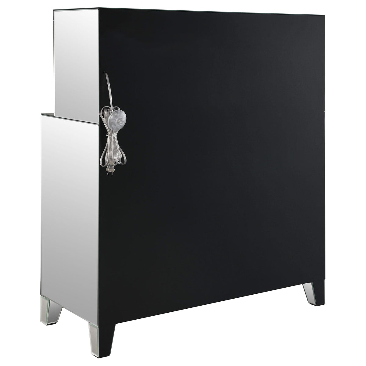 Vitrina para vinos Yvaine de acrílico con espejo de dos puertas y estilo bar para el hogar, color plateado